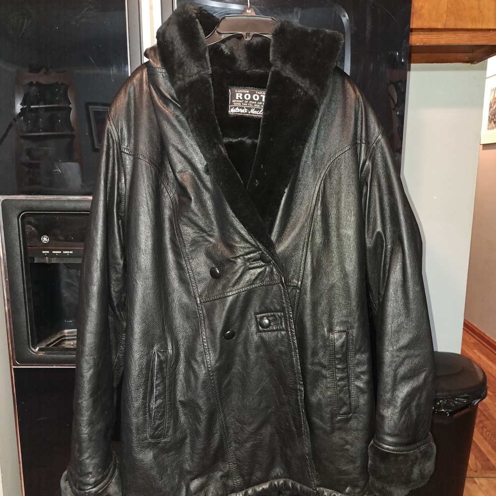 Roots Unisex Black Leather Jacket